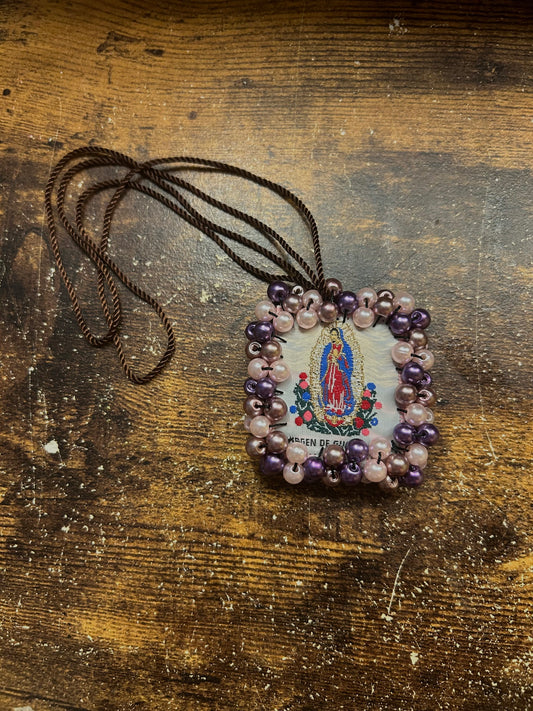 Pearl beaded Virgencita Escapulario
