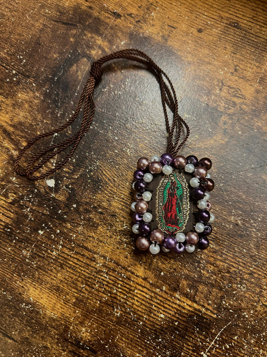 Pearl beaded Virgencita Escapulario