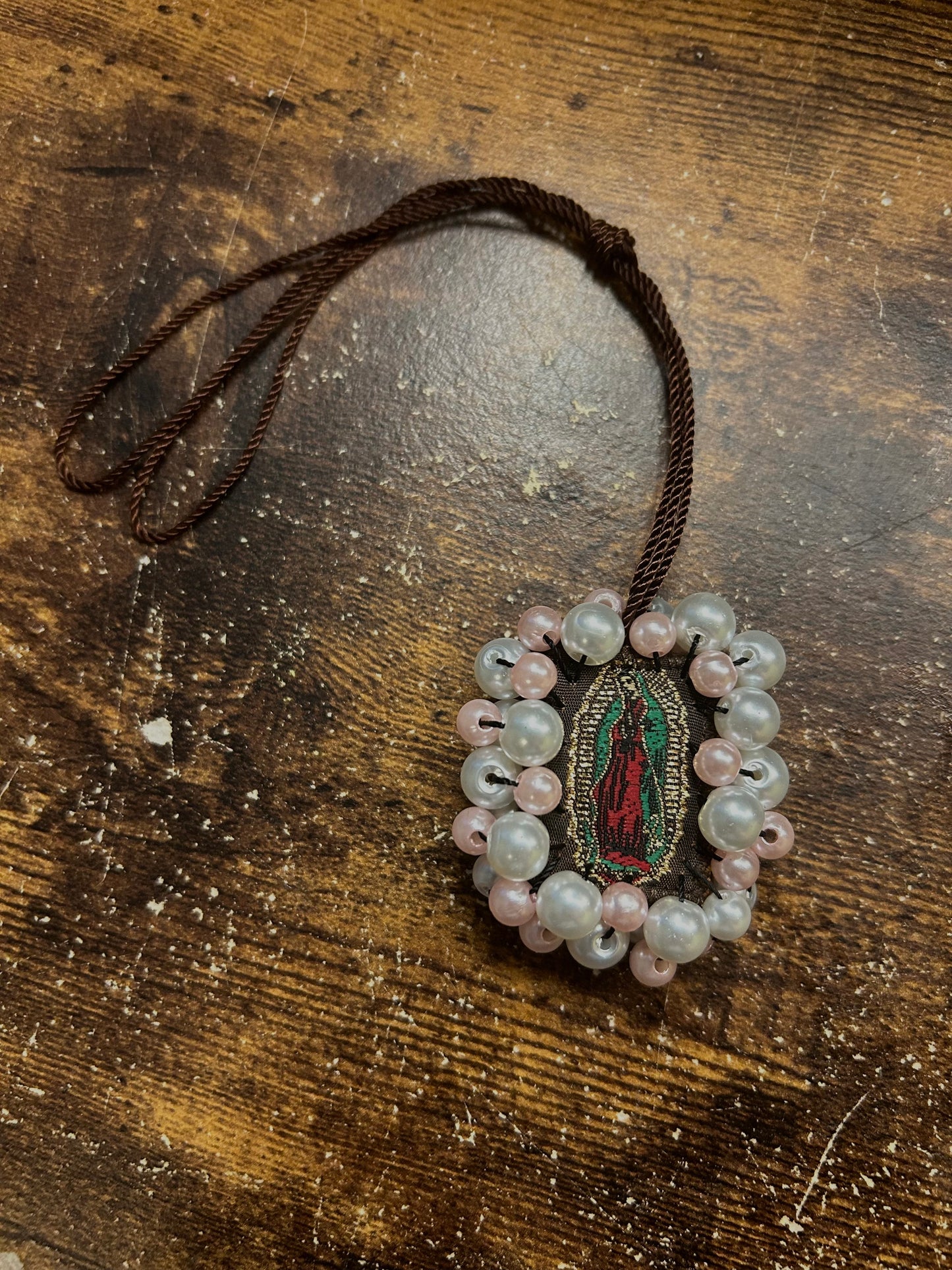 Virgencita pearl beaded Escapulario